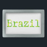 Brazil Green and Yellow Font Belt Buckle<br><div class="desc">Brazil in green and yellow typewriter font. Original design.</div>