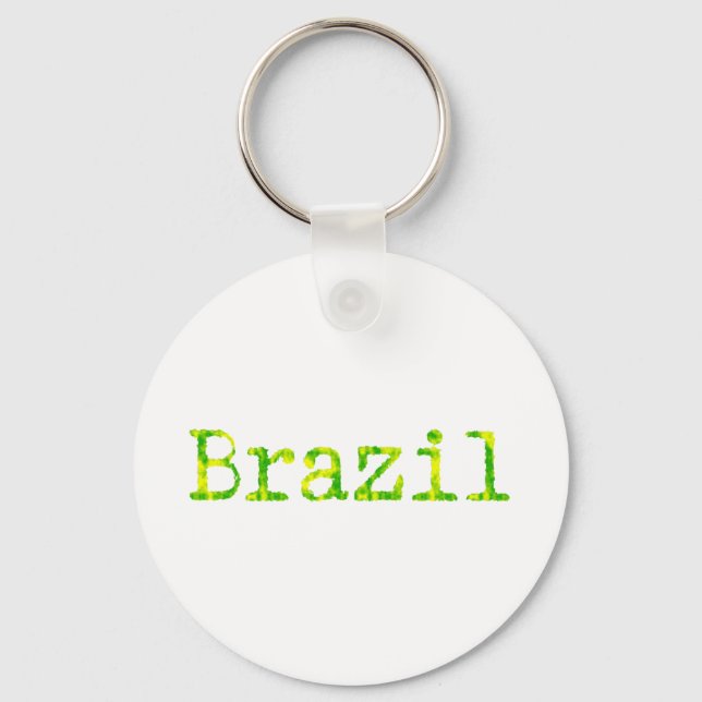 Brazil Green and Yellow Font Keychain (Front)