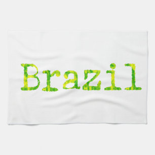 Brazil Green and Yellow Font Kitchen Towel