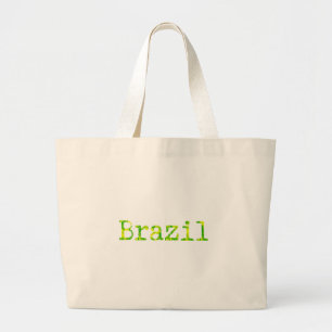 Brazil Green and Yellow Font Large Tote Bag