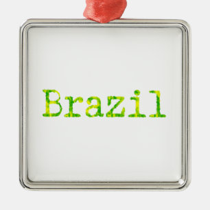 Brazil Green and Yellow Font Metal Ornament