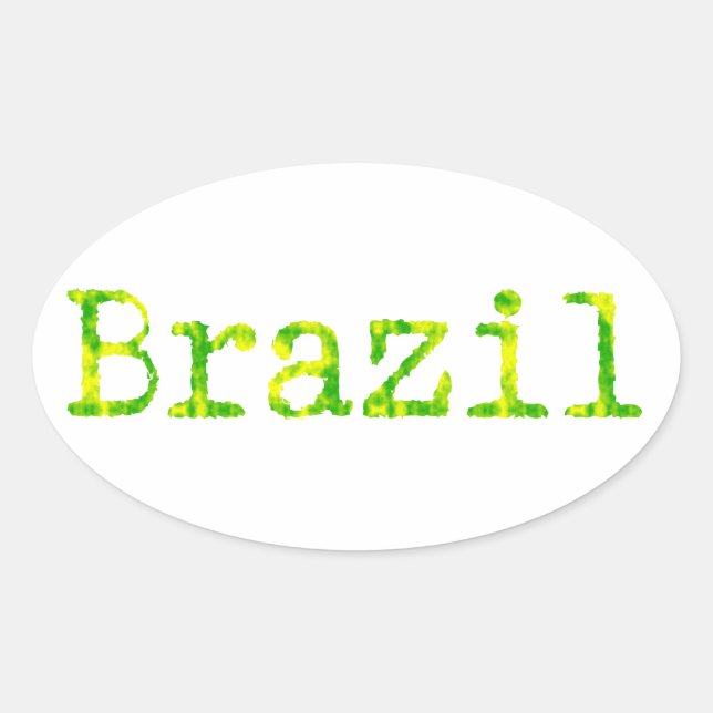 Brazil Green and Yellow Font Oval Sticker (Front)