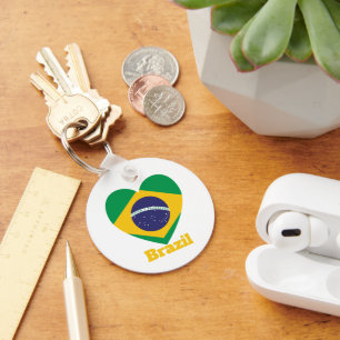 Brazil Heart Flag Keychain