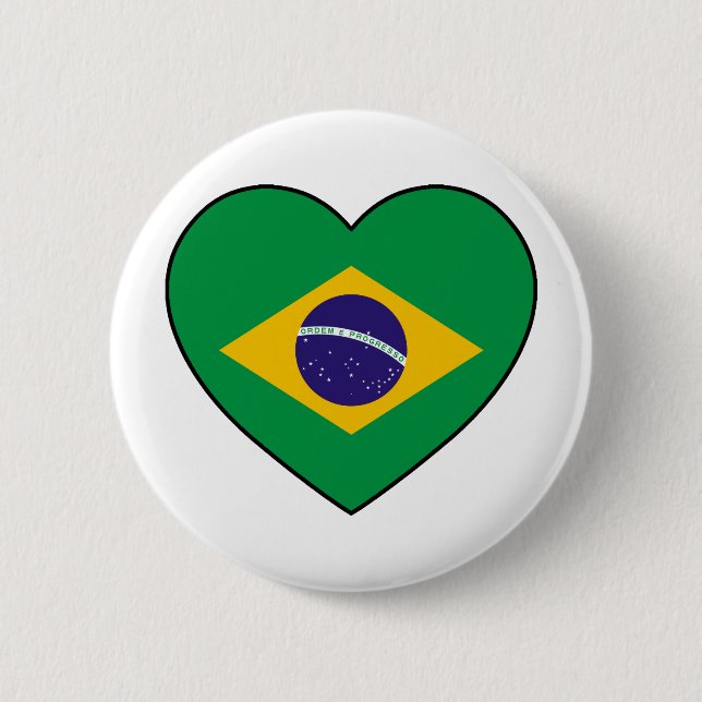 Brazil Heart Soccer 2 Inch Round Button (Front)