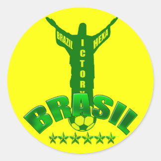 Brazil Hexa Victory World Champions six star Classic Round Sticker