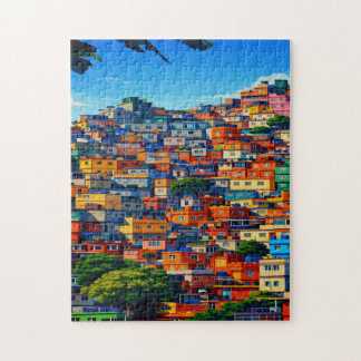 Brazil hillside colourful chic stylish jigsaw puzzle