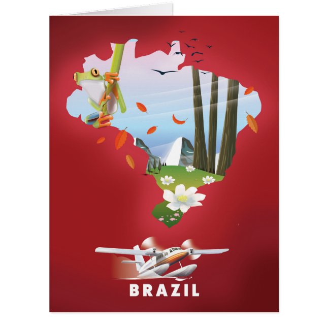 Brazil Illustrated travel poster. (Front)
