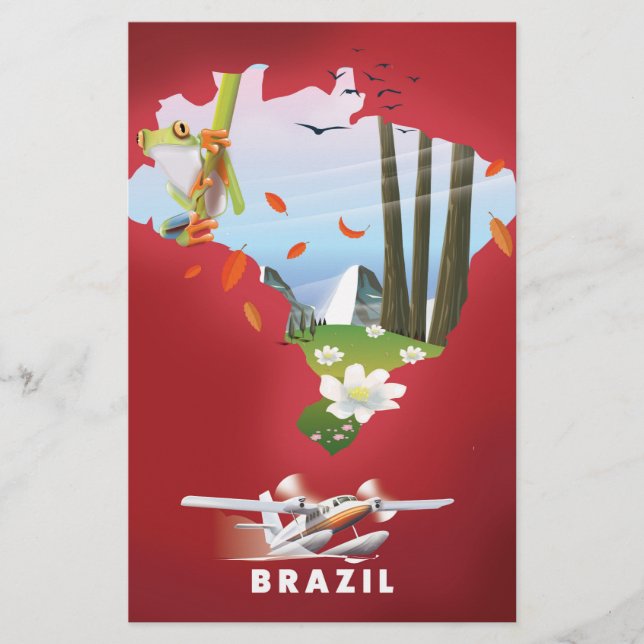 Brazil Illustrated travel poster. (Front)