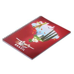 Brazil Illustrated travel poster. Notebook