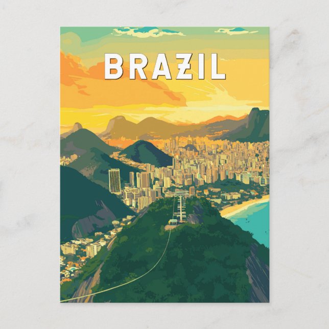 Brazil Illustration Travel Art Vintage Postcard (Front)