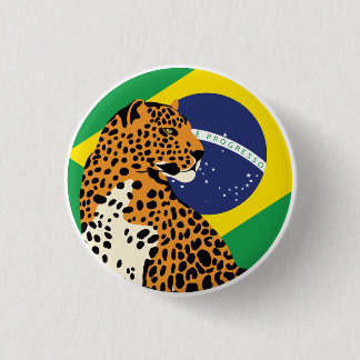 Brazil Jaguar Brazilian National Animal Flag 1 Inch Round Button