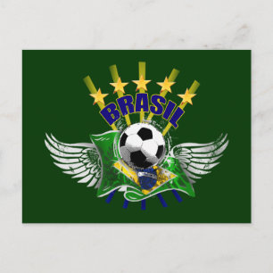 Brazil logo emblem 5 star for dark gifts postcard