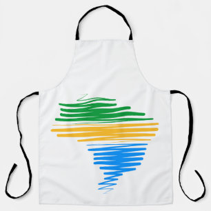Brazil map border with brazilian flag colours apron