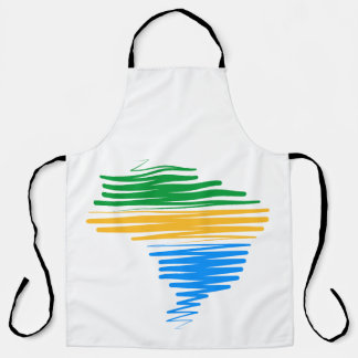 Brazil map border with brazilian flag colours apron