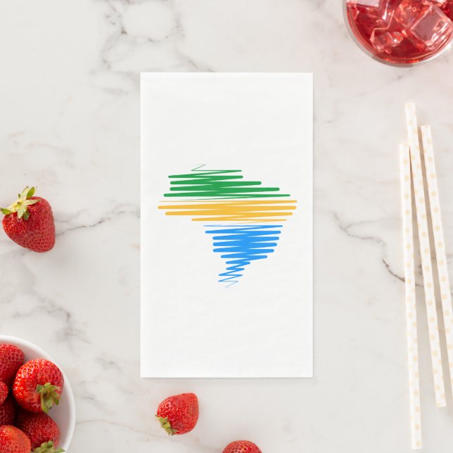 Brazil map border with brazilian flag colours napkin (Insitu)