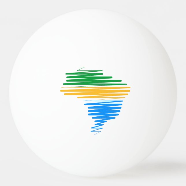 Brazil map border with brazilian flag colours ping pong ball (Front)