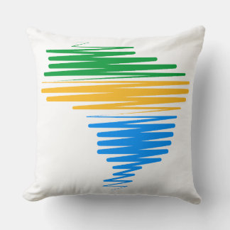 Brazil map border with brazilian flag colours throw pillow