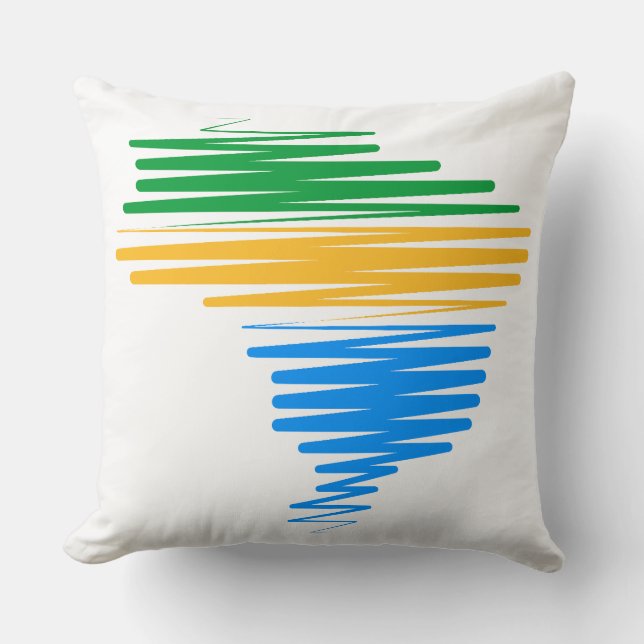 Brazil map border with brazilian flag colours throw pillow (Front)