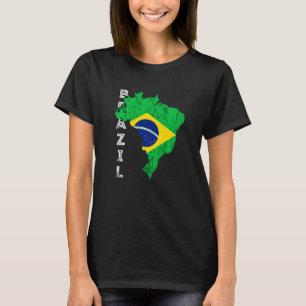 Brazil Map Brazilian Flag Brasil Brasilian Brazili T-Shirt