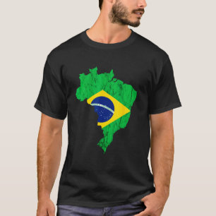 Brazil Map Brazilian Flag Trip Brasileiro Bandeiro T-Shirt