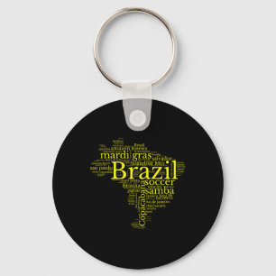 Brazil Map Brazilian Soccer Copacana Brasil Men Wo Keychain