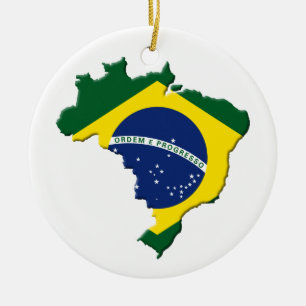 Brazil map ceramic ornament