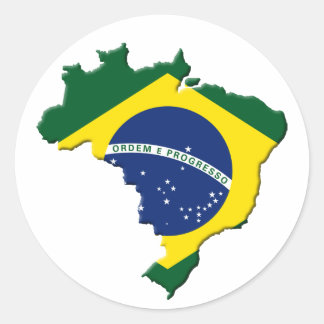 Brazil map classic round sticker