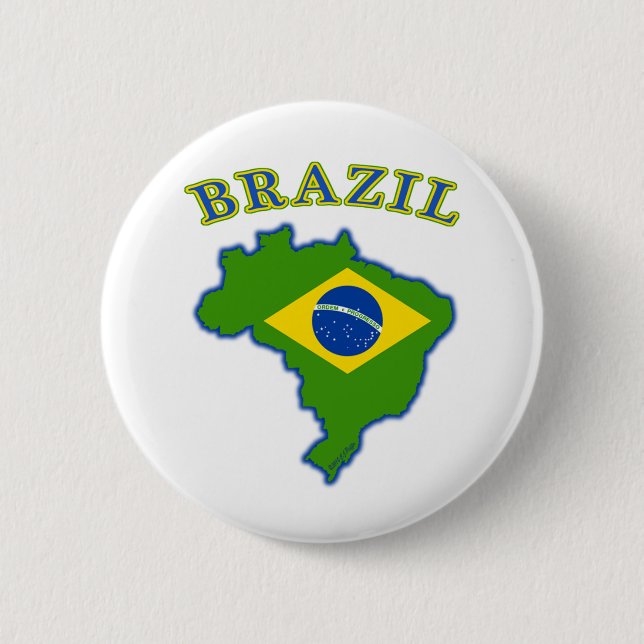 BRAZIl Map/Flag 2 Inch Round Button (Front)