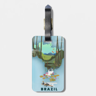 Brazil map Illustrated travel poster Luggage Tag
