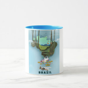 Brazil map Illustrated travel poster Mug