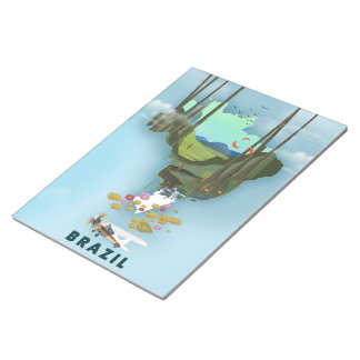 Brazil map Illustrated travel poster Notepad