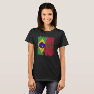 Brazil Morocco Half Flag Brazilian Moroccan T-Shirt