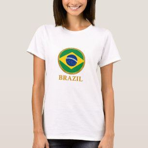Brazil National Pride Circular Flag Badge T-Shirt
