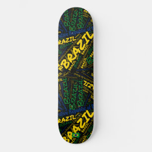 Brazil National Pride Wordcloud Skateboard