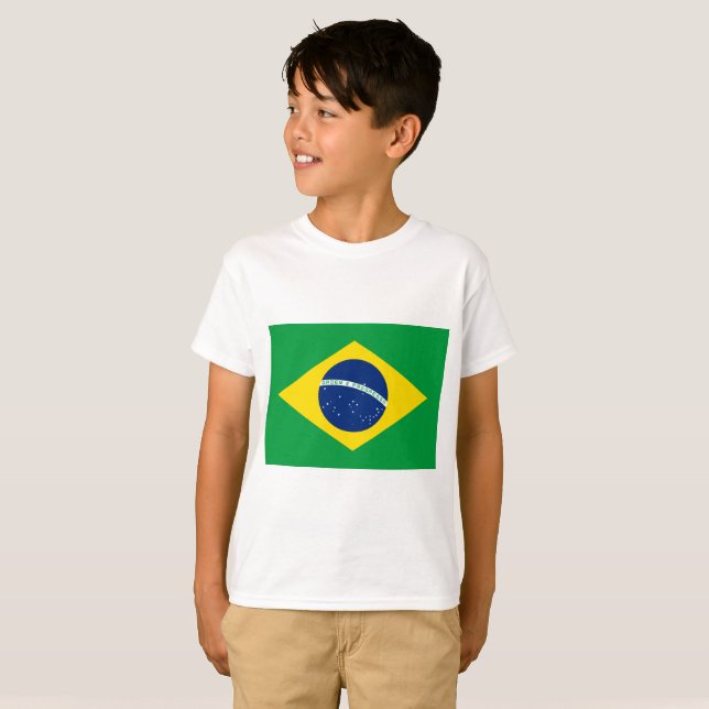 Brazil National World Flag T-Shirt (Front Full)