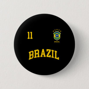 Brazil Number 11 Brazilian Soccer Team Sports Shir 2 Inch Round Button