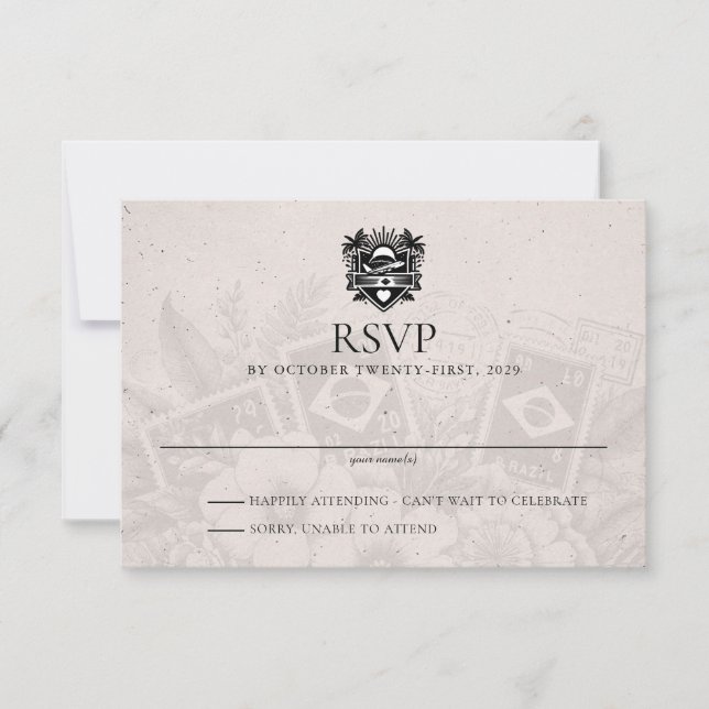 Brazil Passport Wedding RSVP Card (Front)