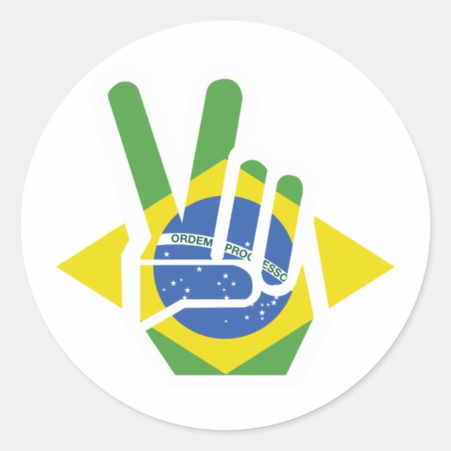 Brazil, Peace Classic Round Sticker (Front)