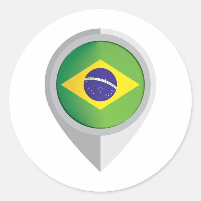Brazil Pin Location Flag  Classic Round Sticker (Front)