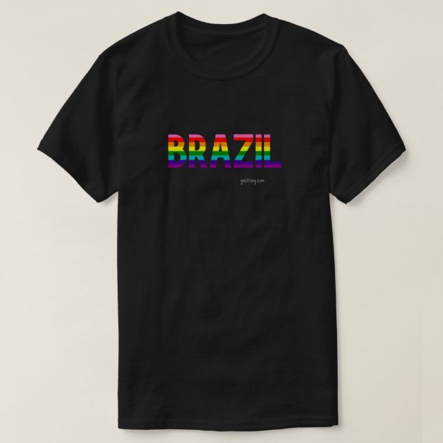 Brazil Pride T Shirt | Rainbow Flag  (Design Front)