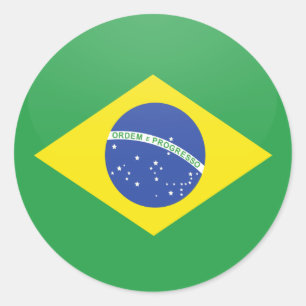 Brazil quality Flag Circle Classic Round Sticker