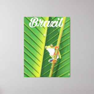 Brazil rainforest tree frog travel poster canvas print