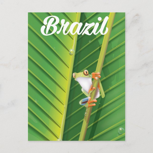 Brazil rainforest tree frog travel poster postcard (Front)