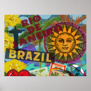 Brazil Rio Collage Sun South America Poster
