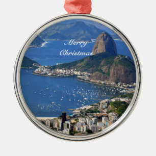 Brazil: Rio de Janeiro landscape - Merry Christmas Metal Ornament