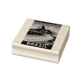 Brazil Rio De Janeiro Original Art Wood Ink Stamp