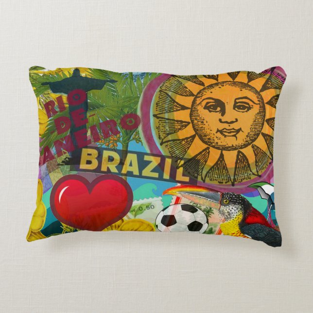 Brazil Rio de Janiero Sun Travel Colourful Art Accent Pillow (Back)