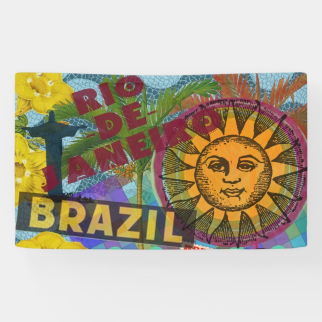 Brazil Rio de Janiero Sun Travel Colourful Art Banner (Horizontal)