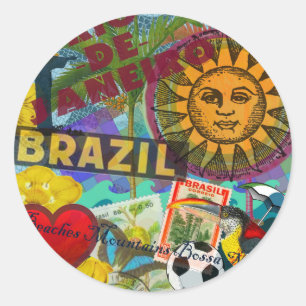 Brazil Rio de Janiero Sun Travel Colourful Art Classic Round Sticker