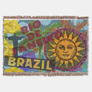 Brazil Rio de Janiero Sun Travel Colourful Art Throw Blanket